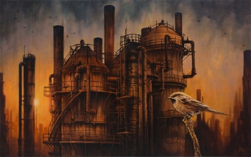Post-Apocalyptic Paintings Show Nature Reclaiming Abandoned Cityscapes