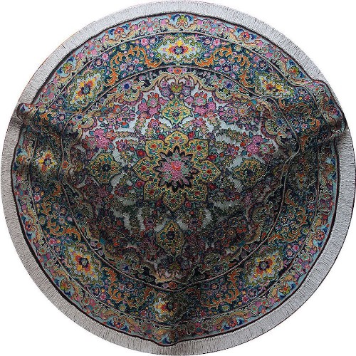 Hyperrealistic Paintings of Patterned Rugs With Mysterious Figures Underneath