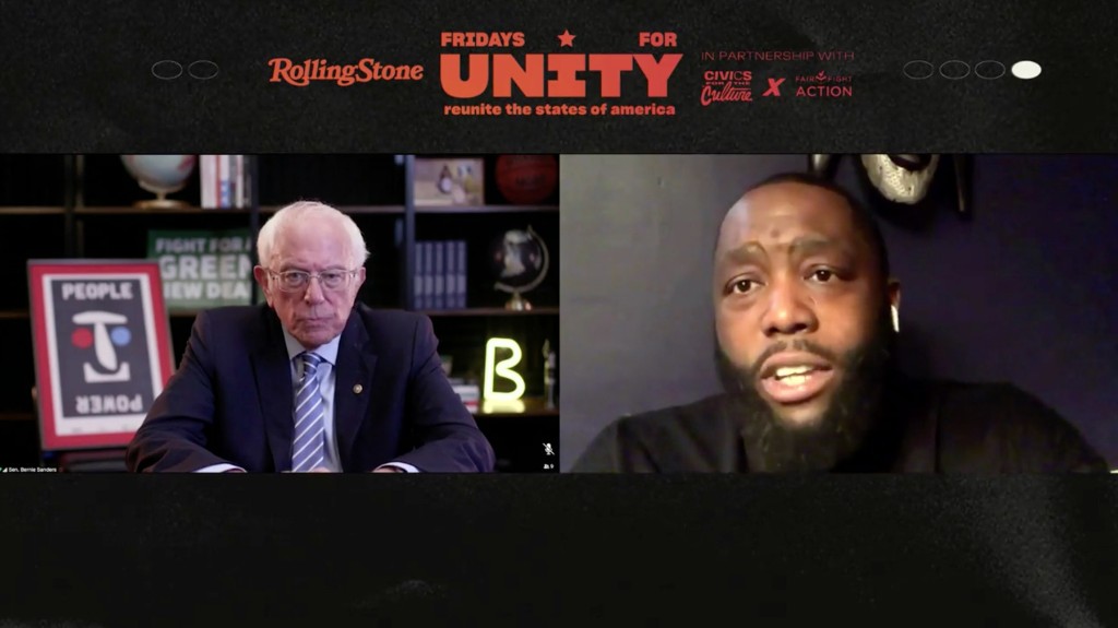 Killer Mike Talks 2020 Election Hopes and Beyond With Bernie Sanders During 'Fridays for Unity'