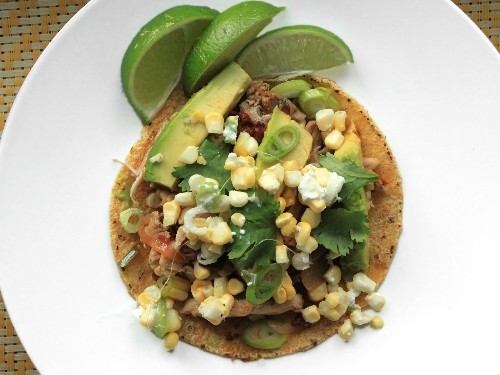 Spicy Chicken Tacos With Corn, Feta, and Avocado Recipe