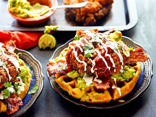 Mexican Chicken and Waffles: A Mashup of Chicken, Waffles, Nachos, Tamales—Plus Bacon