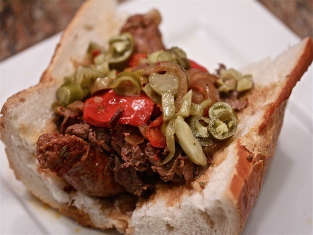 Slow-Cooker Chicago-Style Italian Beef and Sausage Combos Recipe