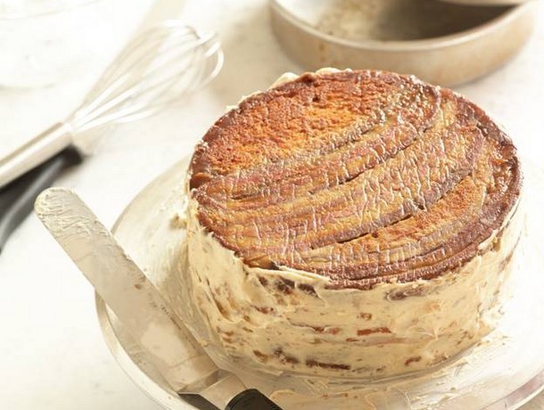 Banana Upside-Down Cake with Malted Pudding