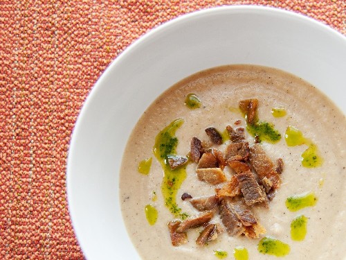 Roasted Cauliflower Soup With Bacon and Parsley Oil Recipe