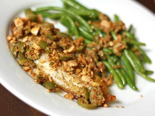 Dinner Tonight: Tilapia with Toasted Almonds and Green Olives