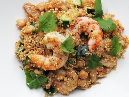 Harissa Quinoa With Shrimp and Chickpeas Recipe