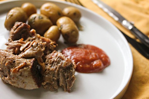 Barbecue-Rubbed Pork Shoulder With Stovetop Rhubarb Ketchup Recipe