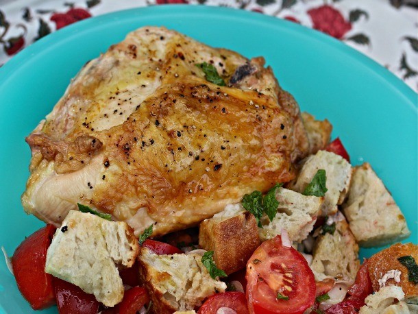 Roasted Chicken With Tomato-Mint Panzanella Recipe