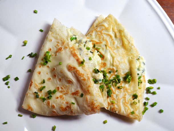 Sunday Brunch: Crêpes with Goat Cheese Scrambled Eggs