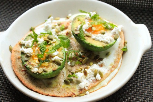 Baked Eggs in Avocado Cups With Feta and Mint Recipe