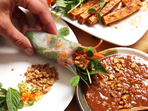Make These Easy Crispy Tofu Spring Rolls With Peanut-Tamarind Sauce