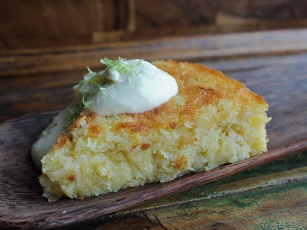 Flourless Bitter Lime Coconut Macaroon Cake with White Chocolate Whipped Cream Recipe