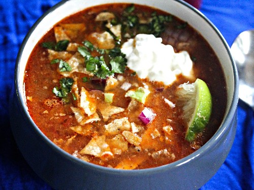 Slow-Cooker Chicken Tortilla Soup With All the Fixings Recipe