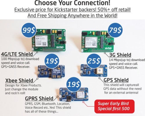 The R.Pi IoT Shield adds IoT connectivity to your DIY project