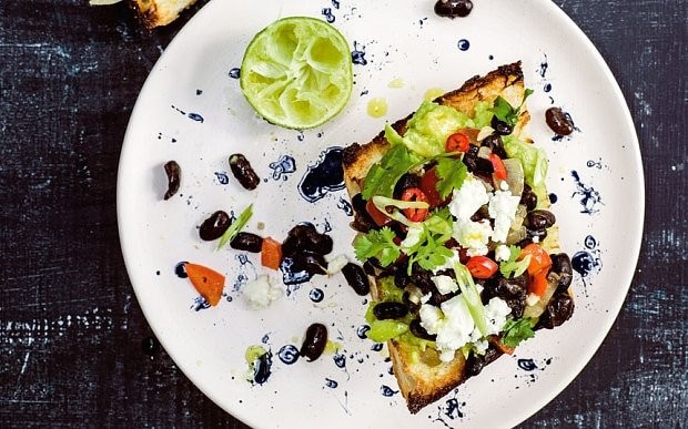 Spiced avocado toast with black beans recipe
