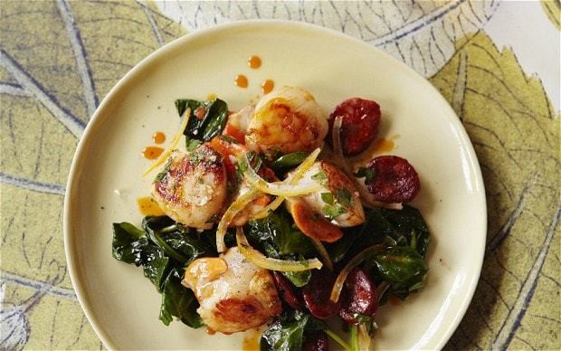 Scallops and chorizo with preserved lemon gremolata recipe
