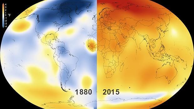 Animation: 100 years of global warming in less than a minute