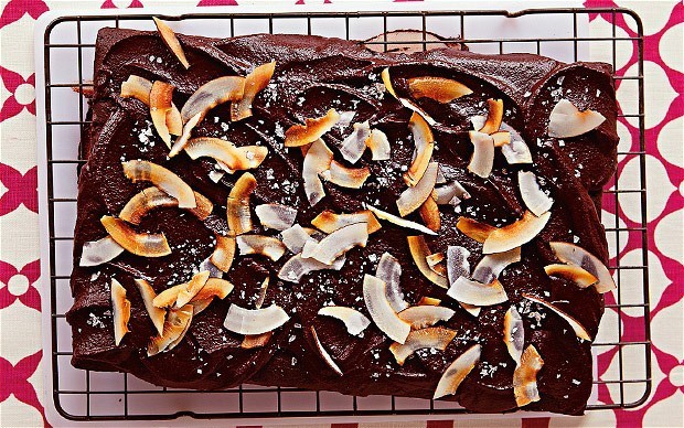 The new baker: chocolate tray bake with salted caramel ganache