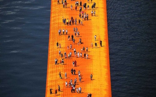 Christo unveils a modern miracle: 'For 16 days, they will walk on water!'