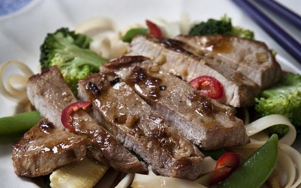 5:2 diet recipe: lemongrass and ginger pork with noodles