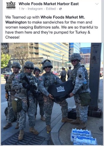 Whole Foods Blasted Online After Making Sandwiches for Members of the National Guard in Baltimore