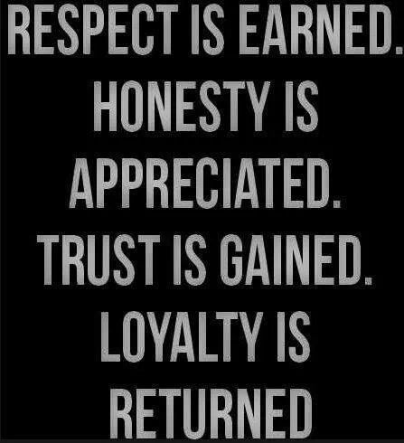 Trust honesty. Trust and Loyalty. Trust and honesty.