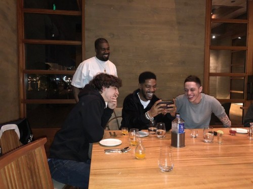 why were kanye west, kid cudi, timothée chalamet and pete davidson hanging out last night?