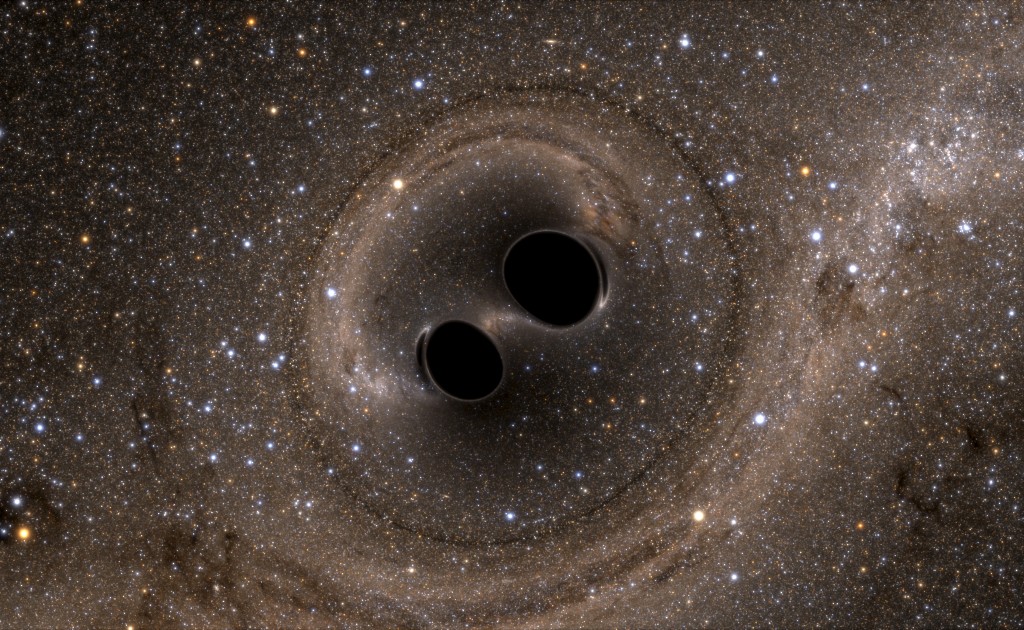 The collision of two black holes holes is seen in this still image from a computer simulation released in Washington, February 11, 2016. REUTERS/Caltech/MIT/LIGO Laboratory