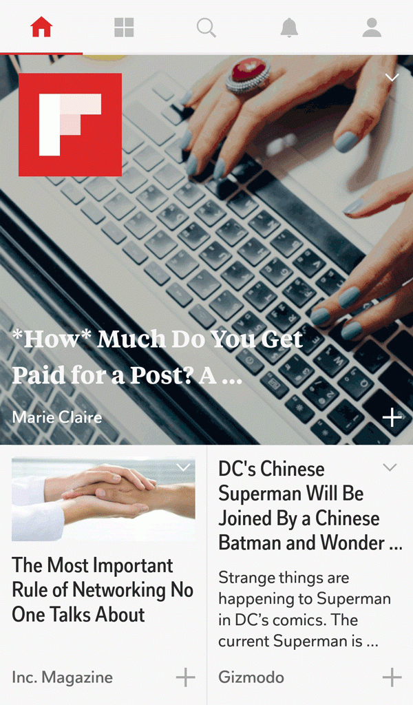 Flipboard Cover Stories on the App