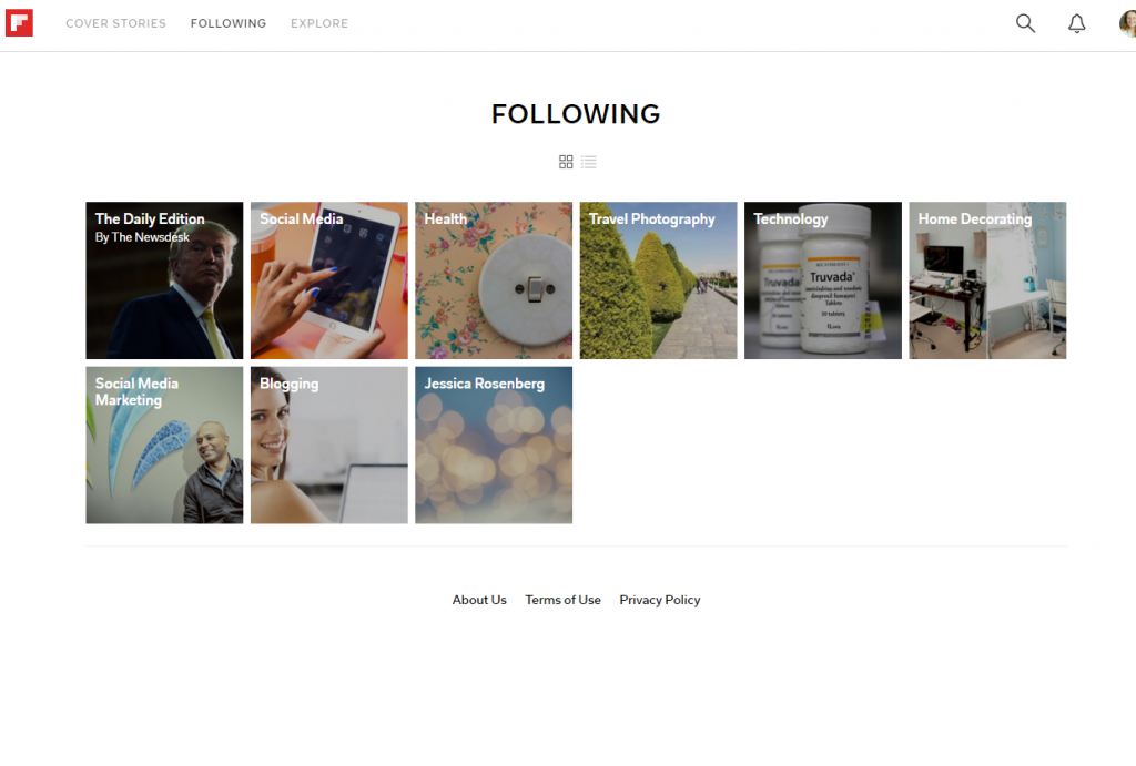 What you see when you click following on Flipboard