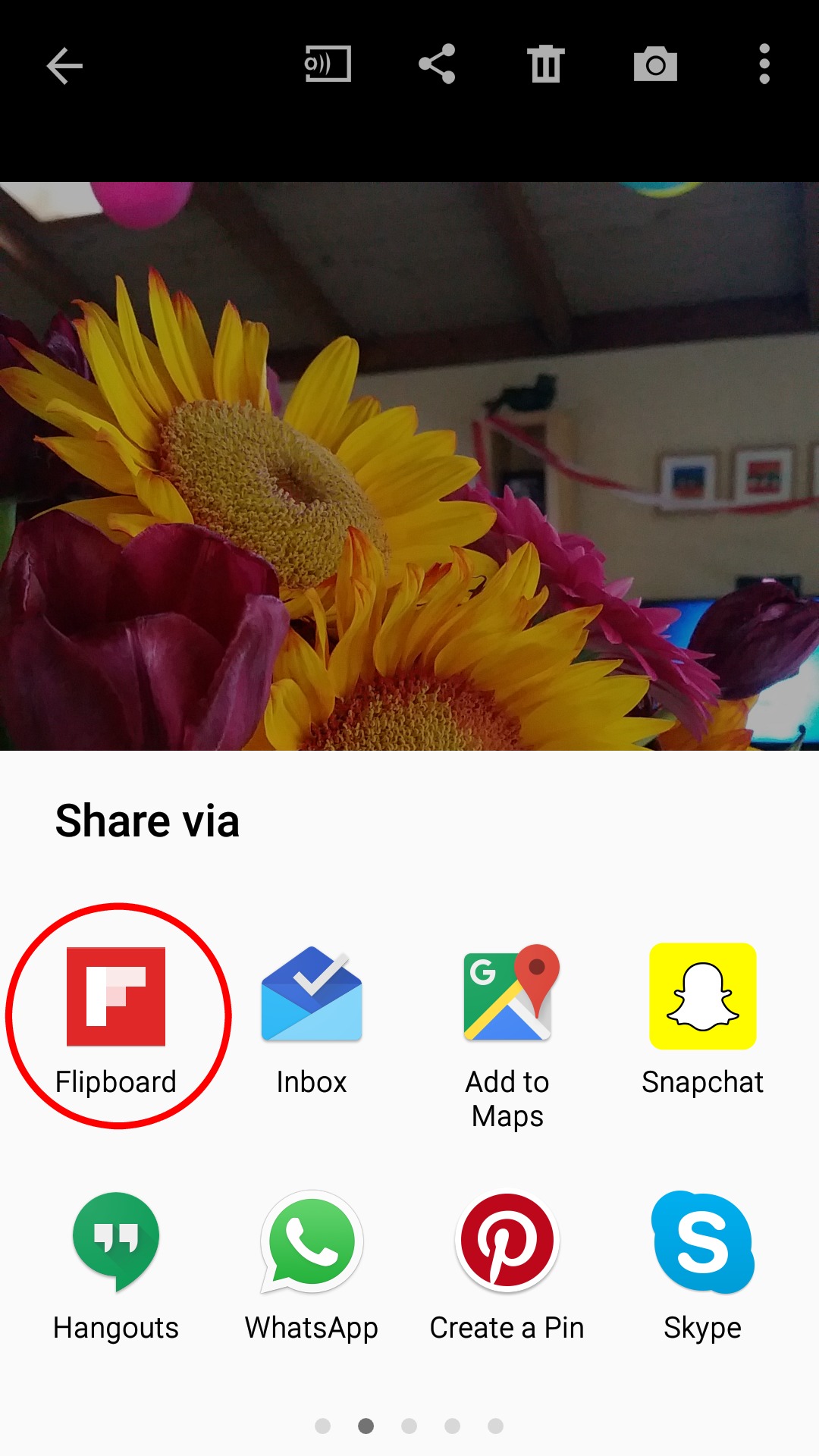 Flipboard share on mobile