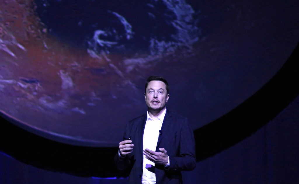 SpaceX CEO Elon Musk unveils his plans to colonize Mars during the International Astronautical Congress in Guadalajara, Mexico, September 27, 2016. REUTERS/Stringer