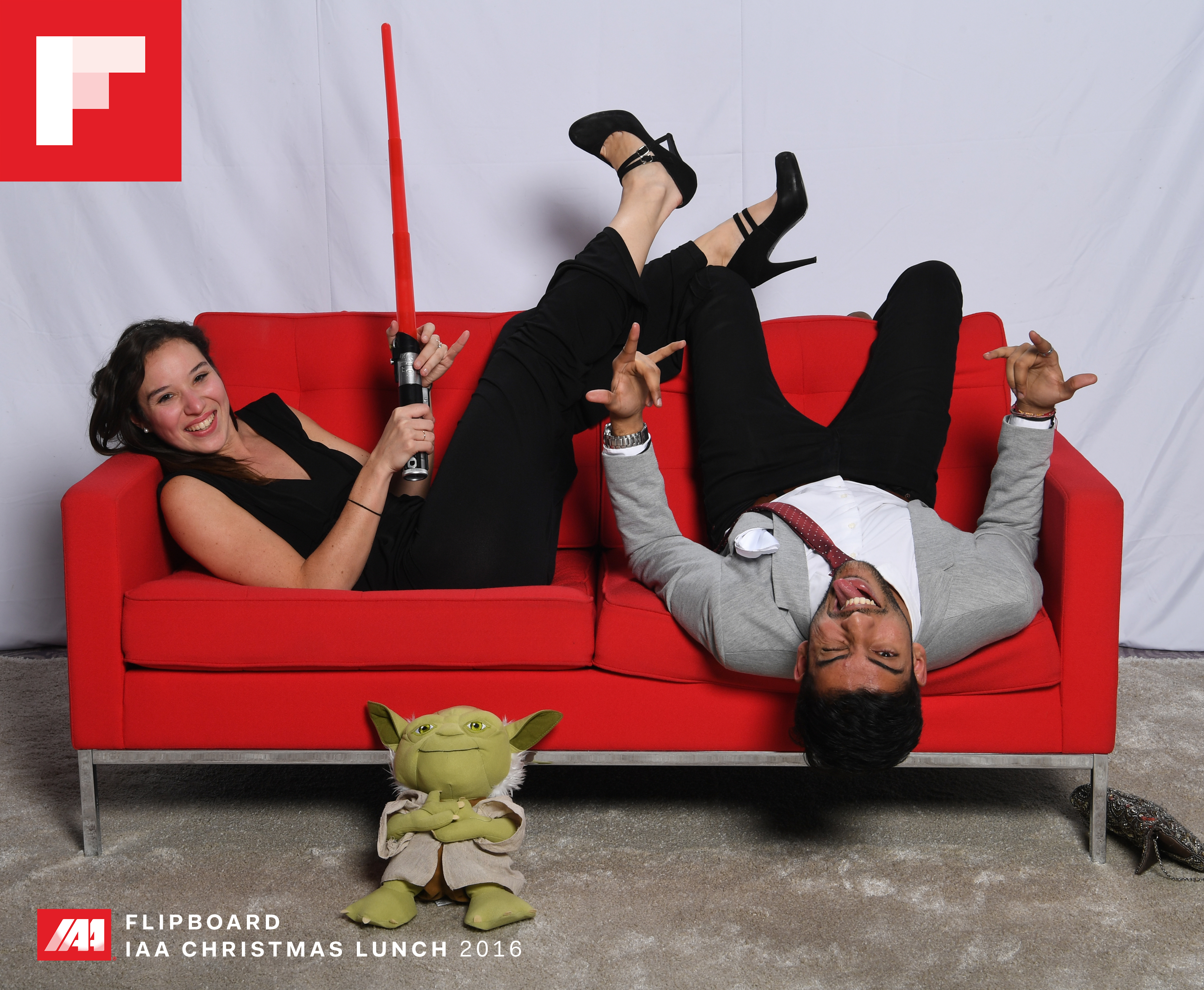 Flipboard Red Couch at the IAA Xmas Lunch in London.